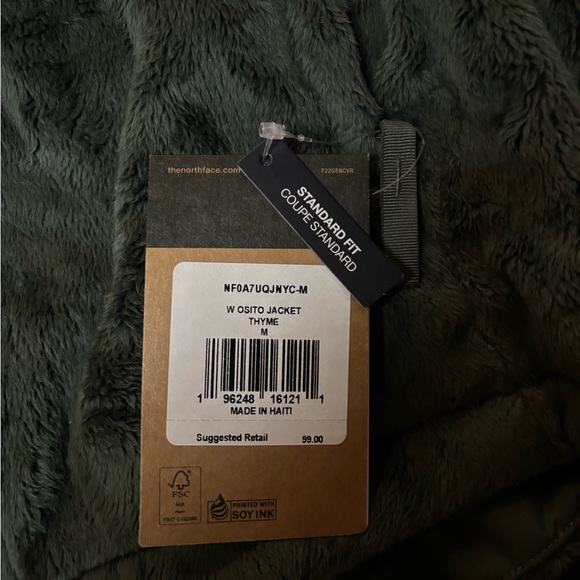 New With Tags The North Face Forest Green Fleece Jacket - Picture 3 of 4